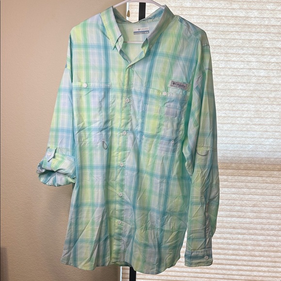 Columbia Blue and Green Plaid Shirt Size XL - Picture 1 of 3